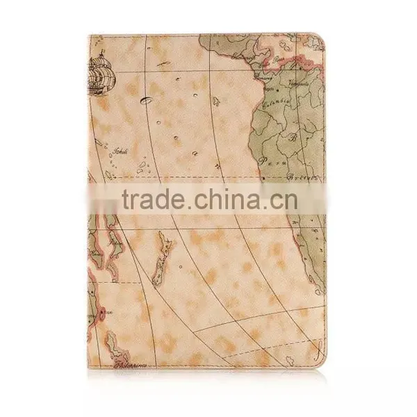 Fashion Map Leather Wallet Case for IPad Air 2,For Ipad 6 Case and Covers photo-3
