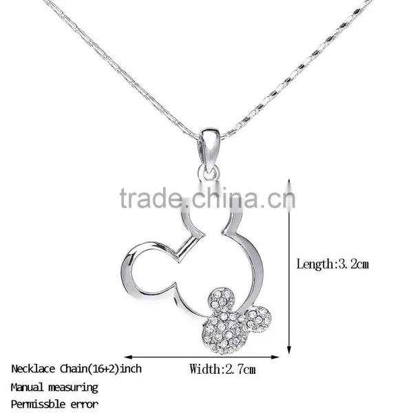 18k Austrian Crystal Mickey Mouse Pendant Necklace photo-2