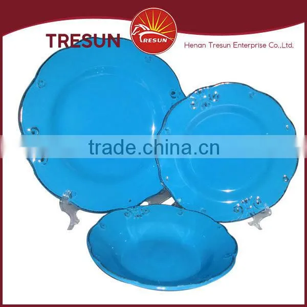 Factory Directly Supply Color Glazed Stoneware Dinnerware/18pcs Ceramic Stoneware Embossed Dinner Set photo-5