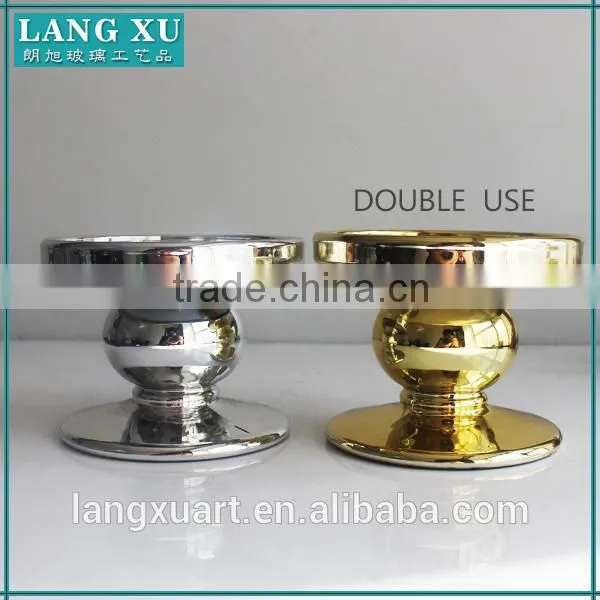 Double Use Silver and Gold Glass Pillar Candle Holder Glass Candlesticks