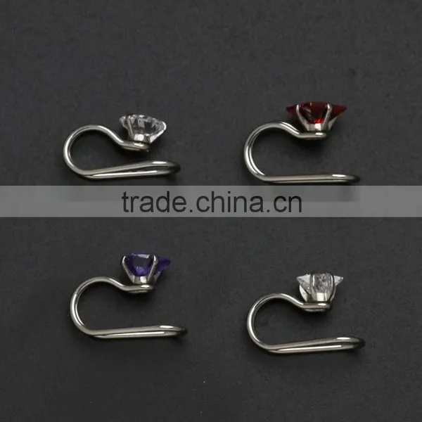 CZ Jewelry Unique 316L Surgical Steel Fake Piercing Cartilage Clip On Earrings photo-2
