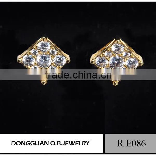 Fashion Micro Pave Sterling Silver Zirconia Square Stud Earrings photo-2