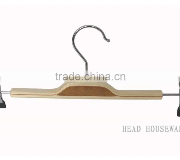 100% Wooden Pants Hanger With Clips, Handwork Wood Hanger and Hot Sale Hanger photo-2