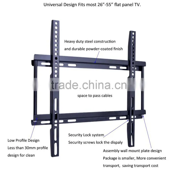 Upscale Cheap Universal Steel Fixed Lcd Led Plasma Flat Panel tv Moun for 26"- 55" Screens Vesa 400*400 up to 50kg Load Capacity photo-5