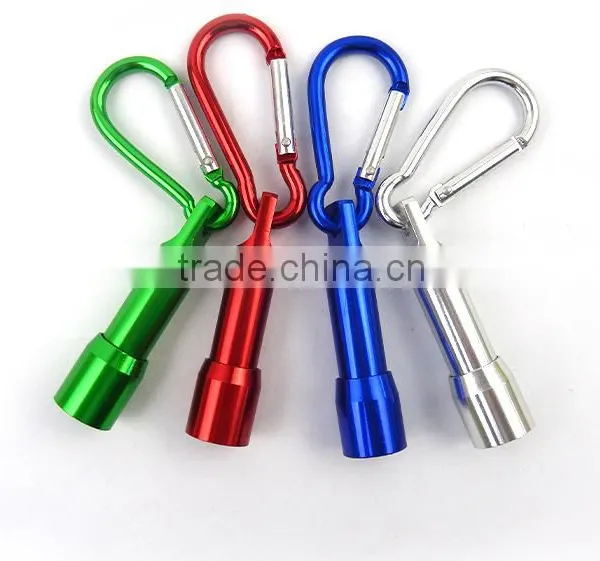 creative mini Aluminum small led carabiner keychain flashlight flat led flashlight