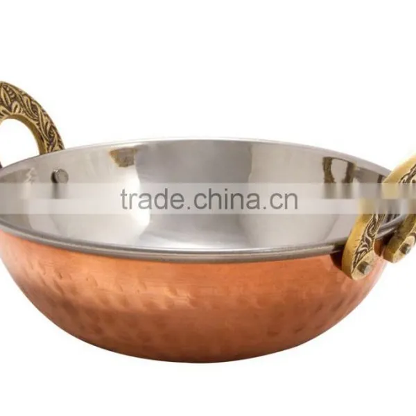 Serving Bowl Karahi Indian Dishes Serveware Stainless Steel Hammered Copper Serveware Accessories
