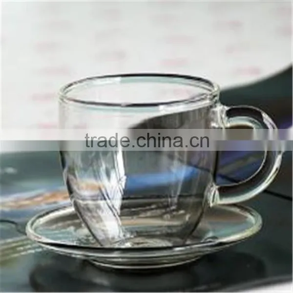 Heat Resistant Glass,Borosilicate Material and Cups & Saucers Drinkware Type Glass Coffee Cup Set. photo-5