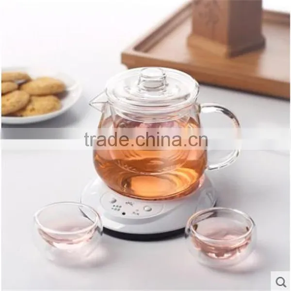Small Order Welcomed!Hand-made High Borosilicate Water Glass Tea Pot With Cup and Heater in Stock photo-3