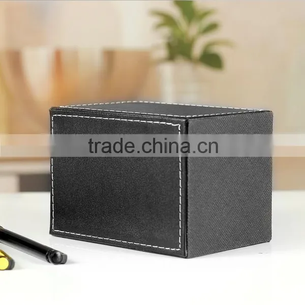 China Wholesale Office Stationery , Luxury Pen Holder, Leather Square Brush Pot photo-4
