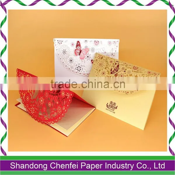 Timeless Romantic Wedding Card/Laser Cut Flower Lace Pocket Wedding Invitation Card Foldable Flats photo-2