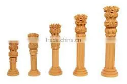 Handicrafts Wooden Ashok Ashoka Stambh Stoop Pillar National Emblem India Wood Carving Statue photo-5