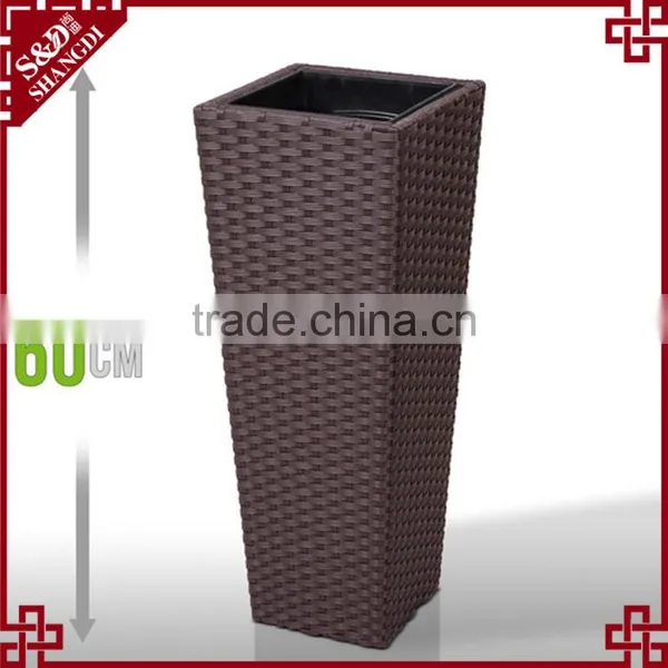 S&D Various Plastic pe Rattan Hand Made Outdoor Decorative Indoor Flower Pots / Cheap Garden Ceramic Planters and Pots Set of 3 photo-3