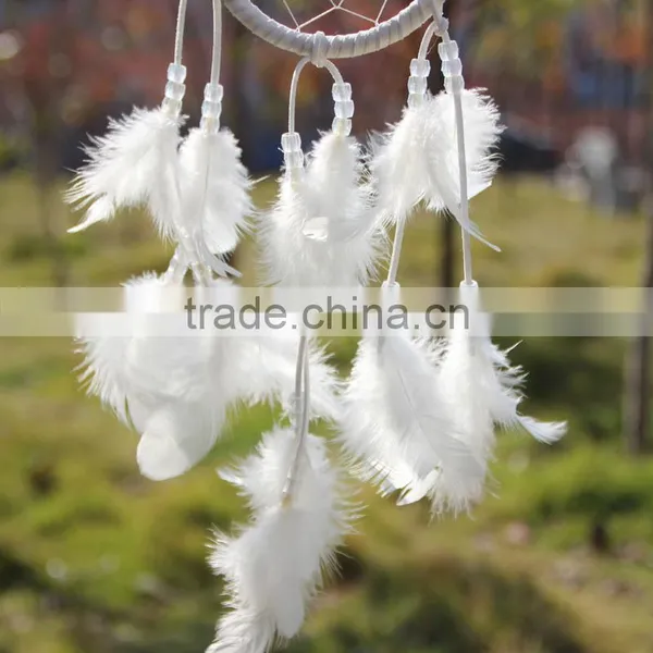 Promotional Christmas Gift Ornament Home Room Interior Decor Handmade Traditional White Feather Dreamcatcher photo-2