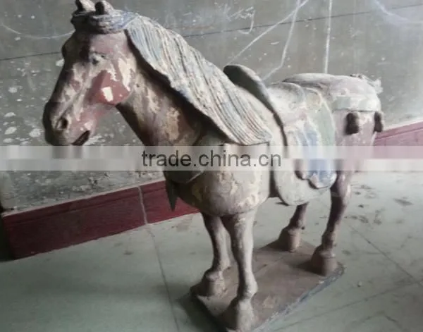 Carved Antique Imitation Wooden Horse Sculpture Home Hotel Decoration photo-2