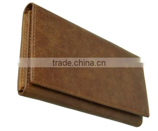 Promotion Gifts Crazy Horse Leather Long Credit Card Wallet Men With Coin Pocket