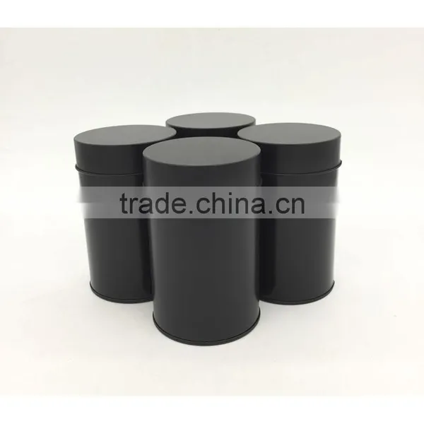 Plain Black Round Tea Tin Box With Inner Lid photo-3