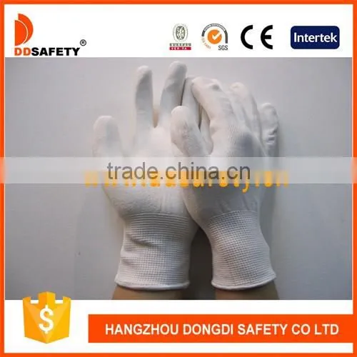 DDSAFETY 13 Gauge White Nylon Liner Knit Wrist Glove White PU Coated White Nylon Glove photo-2