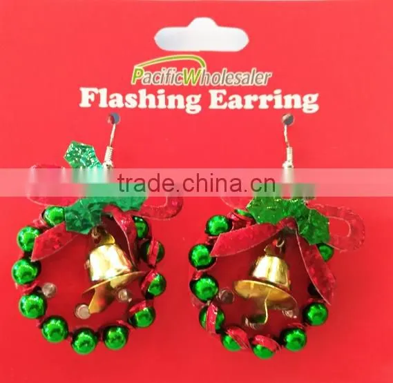Unique Design Bell Decoration Christmas Favor Electron Power Light Earrings photo-3