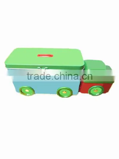 Hot Sale Truck Shape Coin Bank Piggy Bank Metal Tin Box for Kid With a Lock Catch