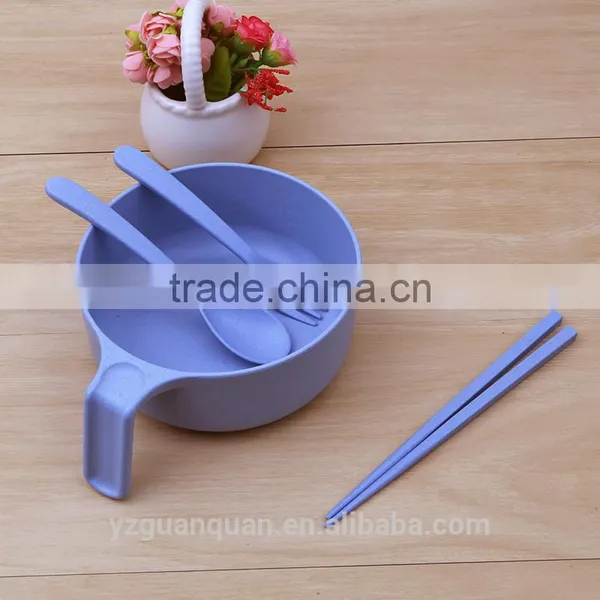 Yiwu High Quality New Product Customized Plastic Wheat Straw Rice Bowl With Fork,chopsticks and Spoon photo-5