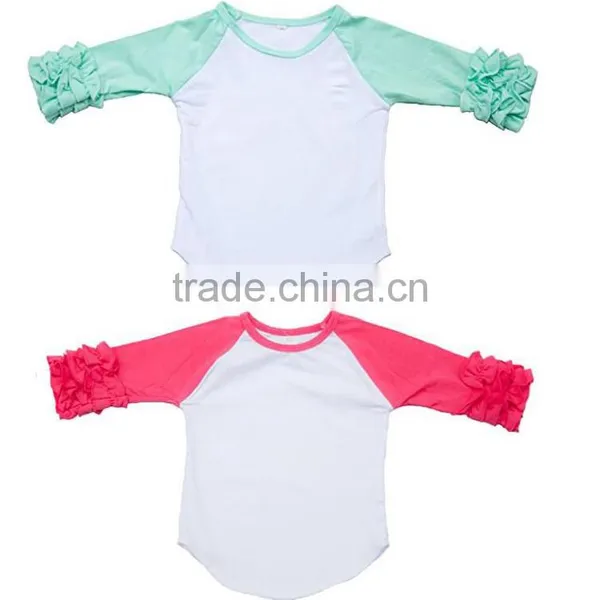 Baby Clothing Design Kids Clothing Wholesale 2017 Icing Ruffle Raglan Shirt Baby Ruffle Raglan Kids Shirt photo-6