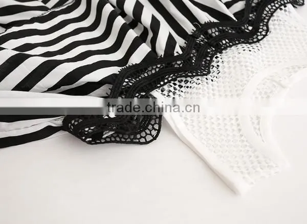 Wholesale Children Clothing Usa Girls White and Black Strip Blouse Design Patterns Back Neck photo-3