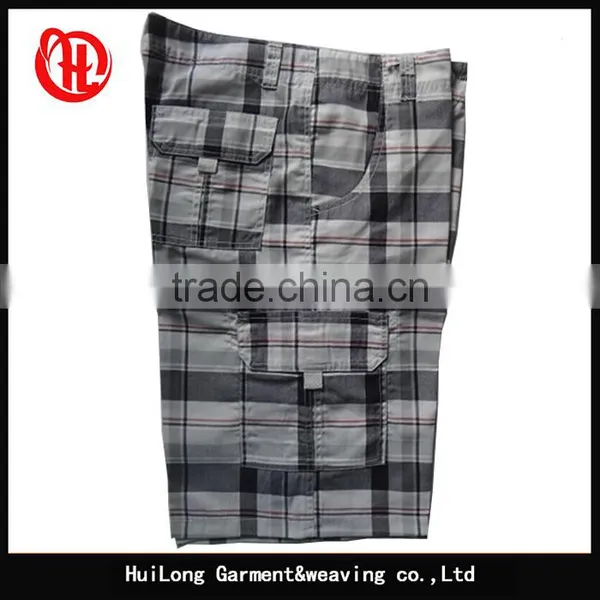 Manufacture Plaid Coated Pattern Breathable Men Pocket Shorts photo-4