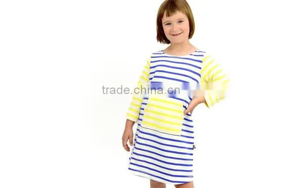 2017 New Arrival Baby Clothes Wholesale Hot Sale Cotton Cheap Blue Stripe Children's Boutique Fashion Adult Size Baby Girl Dress photo-4