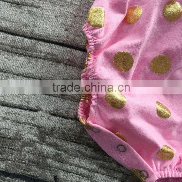 New Design Baby Girls Clothes Toddler Romper Pink Gold Polka Dot Romper With Headband photo-3