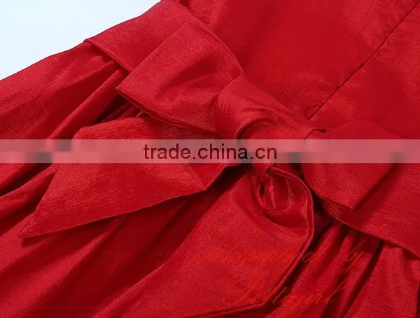 Hot Selling Red Girls Dresses Decorated With Big Flower Fashion Solid Kids Vestido Wholesale Child Wear photo-6