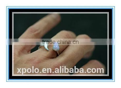 2016 Fashion Design Crescent Moon With Genuine Vintage Fire Opal Stone Ring Yiwu Wholesale photo-2