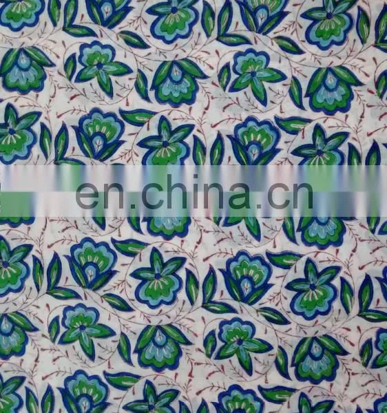 Indian Floral Cotton Hand Block Printed Jaipuri Sanganeri Handmade Fabric photo-2