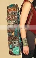 Yoga Met Bag Ethnic Hand Embroidered VintageBanjara Style Yoga Bag INDIAN Kantha YOGA Mat Bag LEATHER Cross Body Yoga Bag Purse photo-5