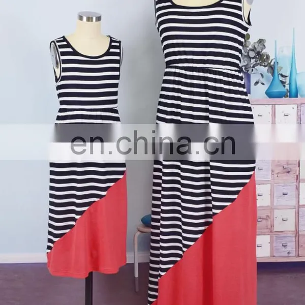 2019 Stripes Long Dress Little Girls Adult Children Matching Wholesale Mommy and me Dresses (this Link for Girls,1-12years) photo-4