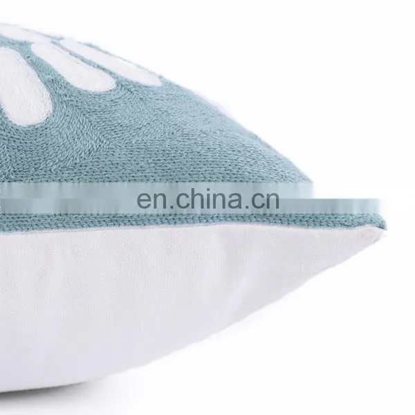 Turquoise Mandala Accent Pure Cotton Sunflower Decor Floral Pattern Embroidered Decorative Cushion Cover photo-5
