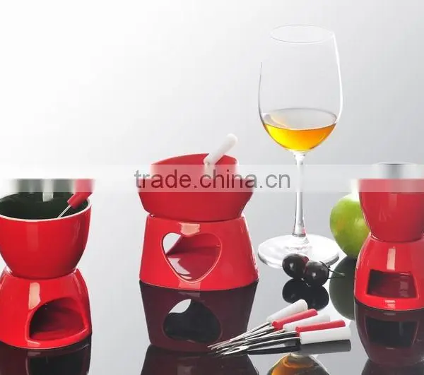 New Products Ceramic Chocolate Fondue Set, Mini Fondue Set