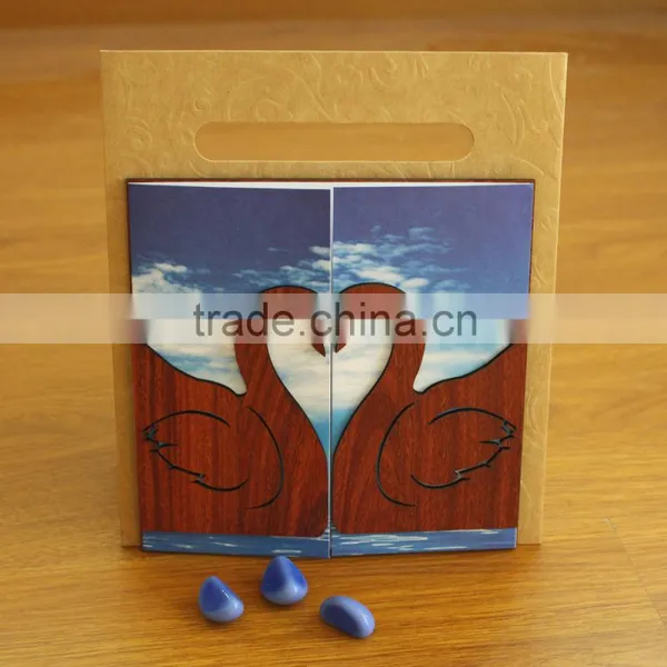 New Arrival Fancy Romantic Double Swan Wedding Invitation Cards Design photo-4