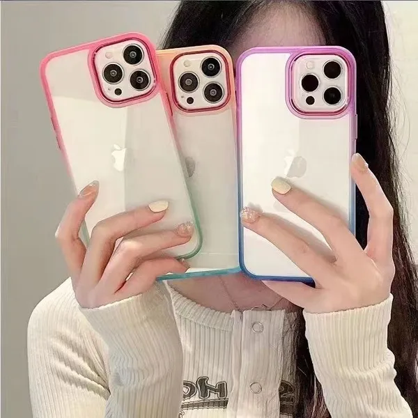 Hot Sale Fresh Two Color Gadient 14/12/11 Pro Max Perfect Fit Ultra Thin Clear Transparent Tpu For Iphone 13/7 Mobile Phone Case photo-5