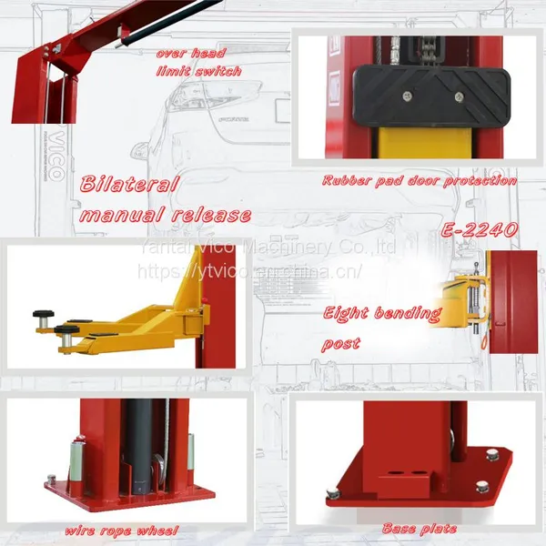 Two Post Hydraulic Car Lift Machine Vehicle Lift With Clear Floor Manual Release #V-LZL-E-2240 photo-2