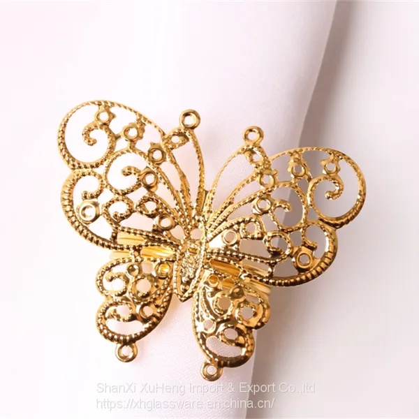 Plated Gold Butterfly Shaped Dinner Insect Series Napkin Ring For Children's Birthday photo-4