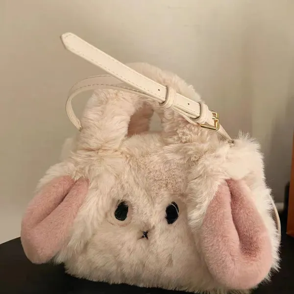 37Cute Rabbit Bag Plush Bag Cartoon Children's Girl Bag Diagonal Bag Furry Autumn Wholesale photo-4