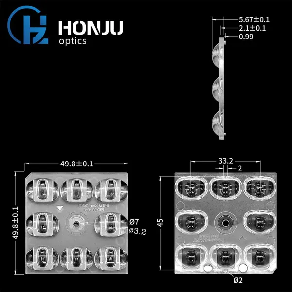 Hongzhu 50X50mm Outdoor Light Lens 5050 PC 8 In 1 Led Outdoor Lighting Street Light Lens photo-3