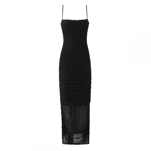 025 New Fashionable Elegant Women's Dress, Stretch Mesh Ruched Long Dress Gown photo-4