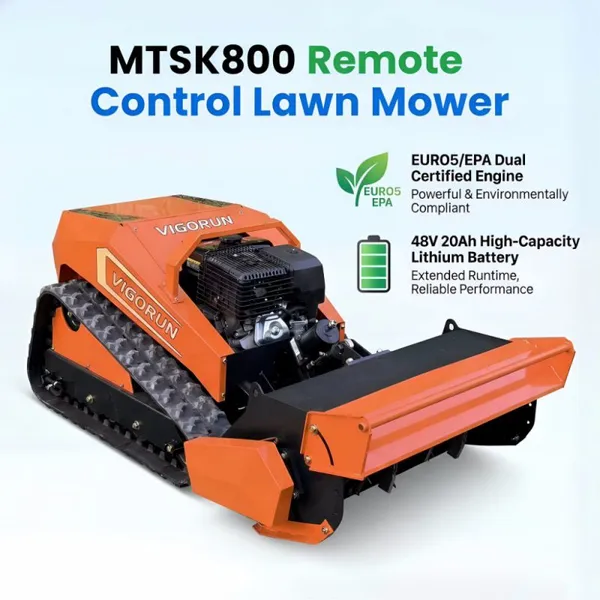 Vigorun MTSK800 Gasoline Engine Lawn Mower Self-Locking Slope Safety Remote Control Lawnmower for Automated Mowing