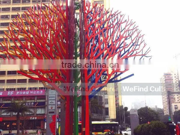 Outdoor Tree Shaped Lacquered Metal Welded Sculpture photo-2