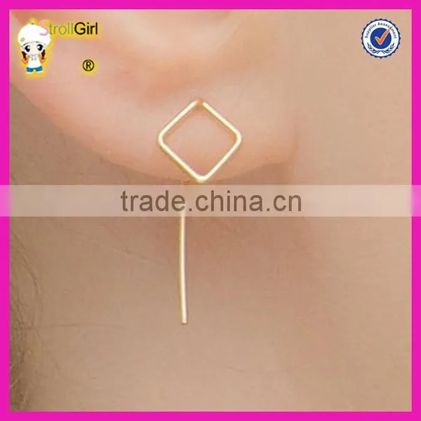 Wholesale Gold Plating Square Earrings, Women Square Ear Jacket, Minimalist Ear Cuff photo-2