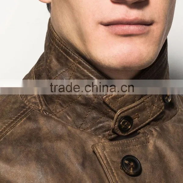 Pakistan Stips on Sleeves Leather Jacket photo-6