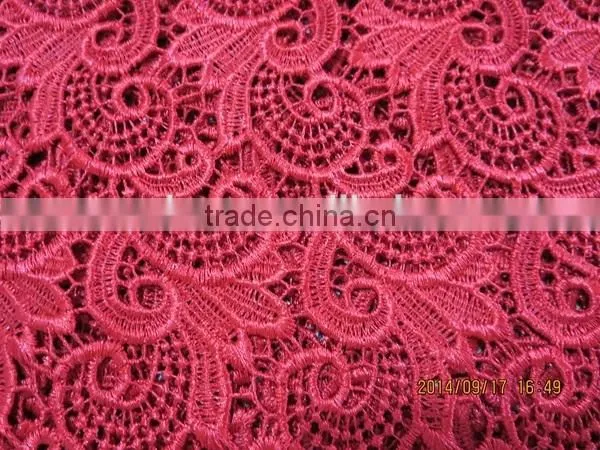 2015 Latest Red African Lace Fabric for Wedding Dress photo-2