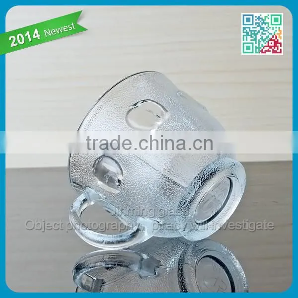 Frosted Tea Cups Embossed Logo Glass Tea Cup With Handle photo-3