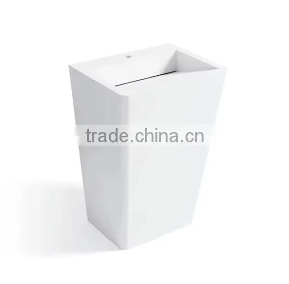 Acrylic Solid Surface Table Top Man-made Stone Pedestal Basin,,Artificial Stone Freestanding Washing Basin photo-5
